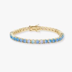 Melinda Maria Grand Heiress Tennis Bracelet Gold Blue Opal 7”